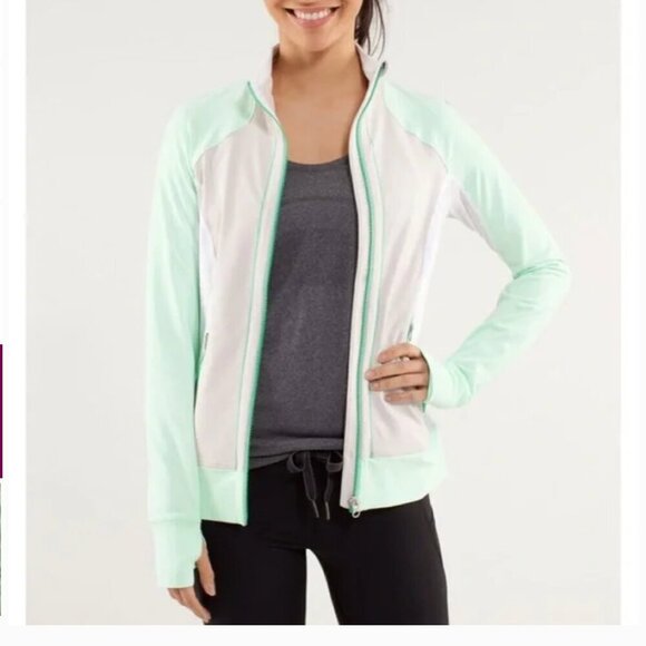 Lululemon Run: Beach Runner Jacket Dune / Fresh Teal / White sz 6 - Picture 3 of 9